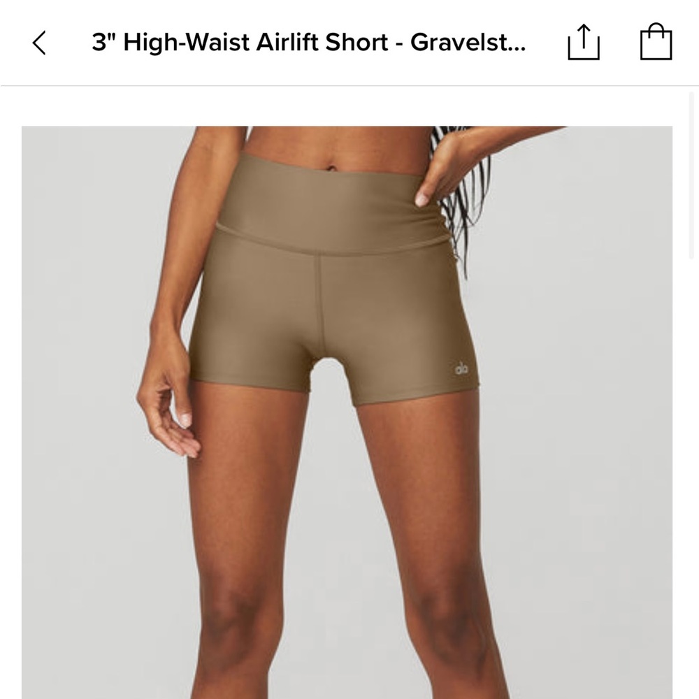 Alo-3" High-Waist Airlift Short - Gravelstone. Size XXS (00-0)